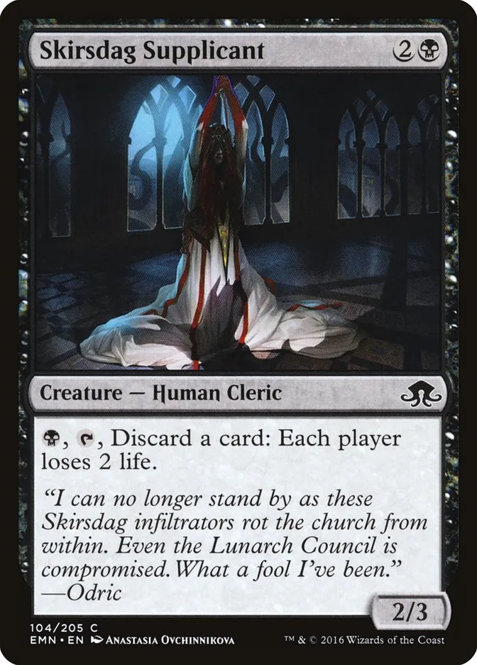 2016 Eldritch Moon Skirsdag Supplicant common #104 unlisted card image