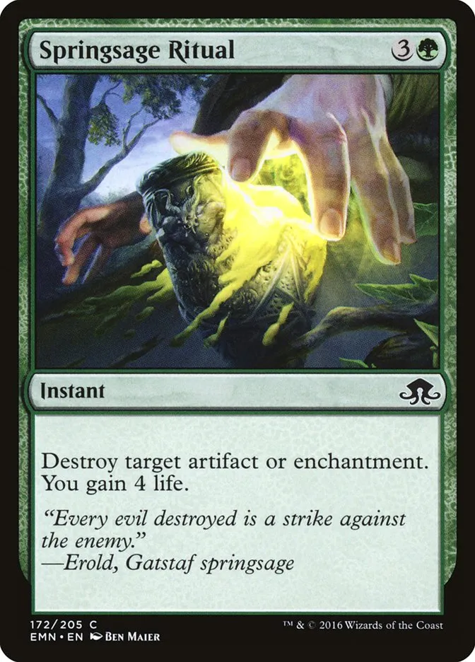 2016 Eldritch Moon Springsage Ritual common #172 unlisted card image