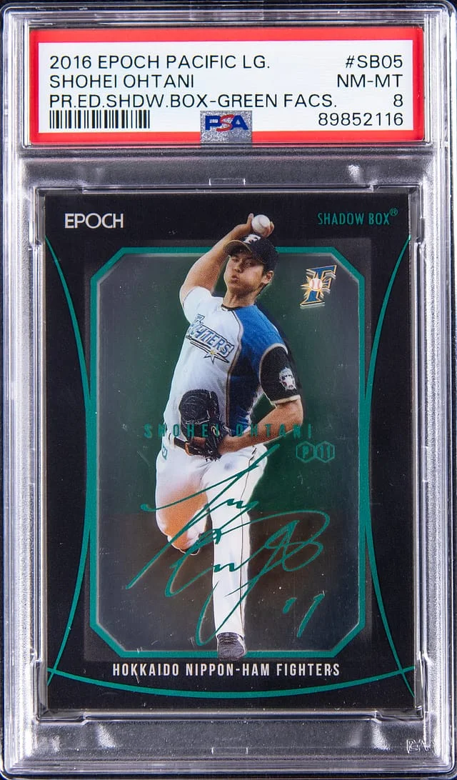 2016 Epoch Pacific League Premier Edition Shadow Box Green Facsimile Shohei Ohtani #SB05 card image