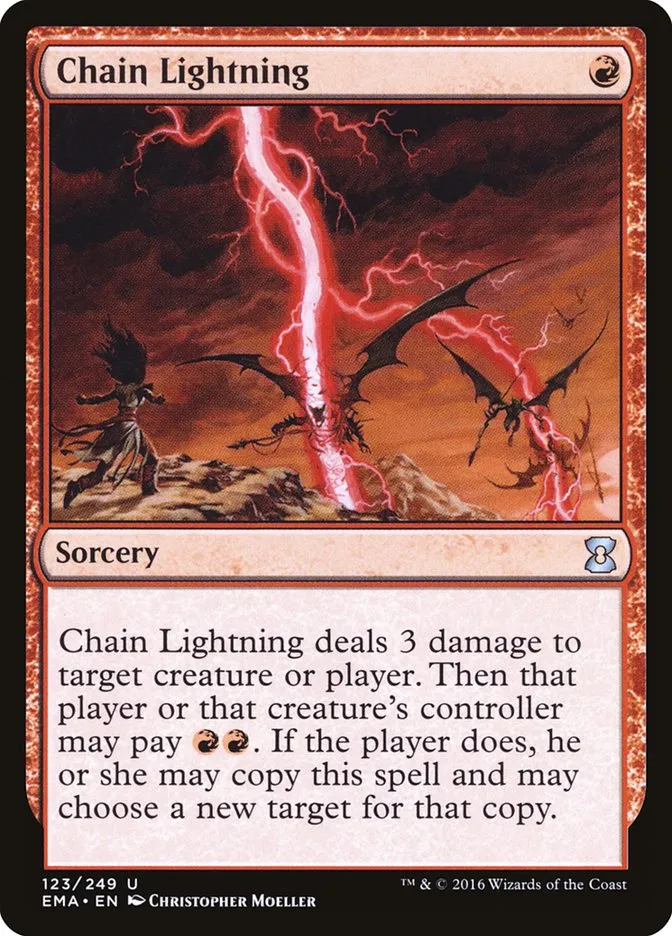2016 Eternal Masters Chain Lightning uncommon #123 unlisted card image