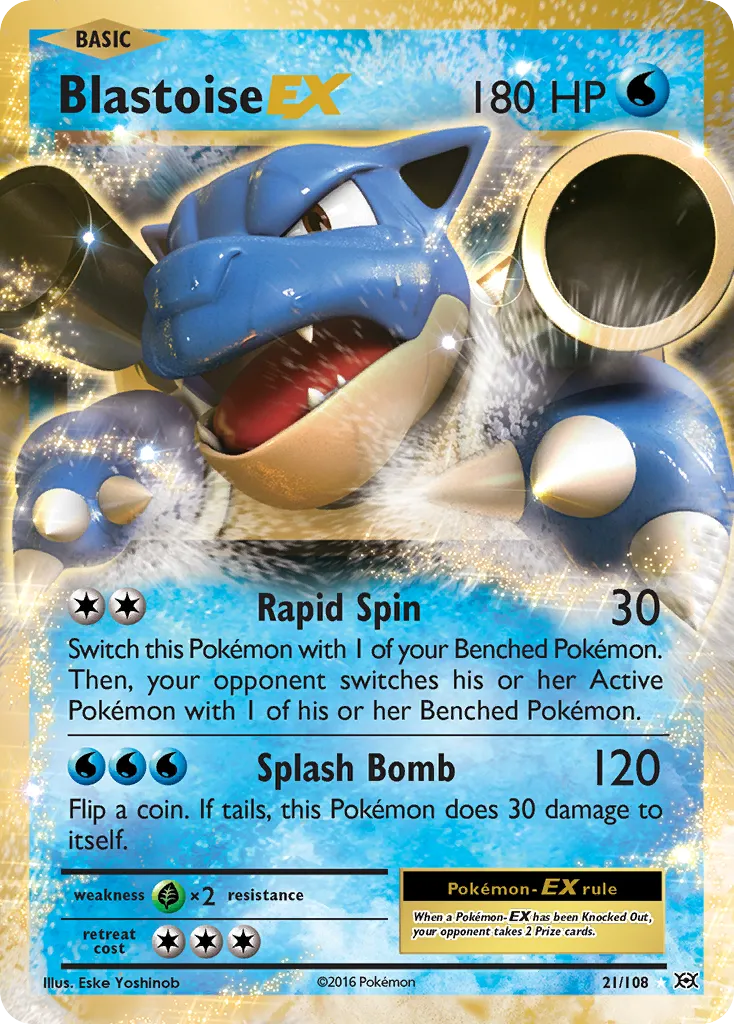 2016 Evolutions Blastoise-EX Rare Holo EX #021/108 Rare Holo EX card image