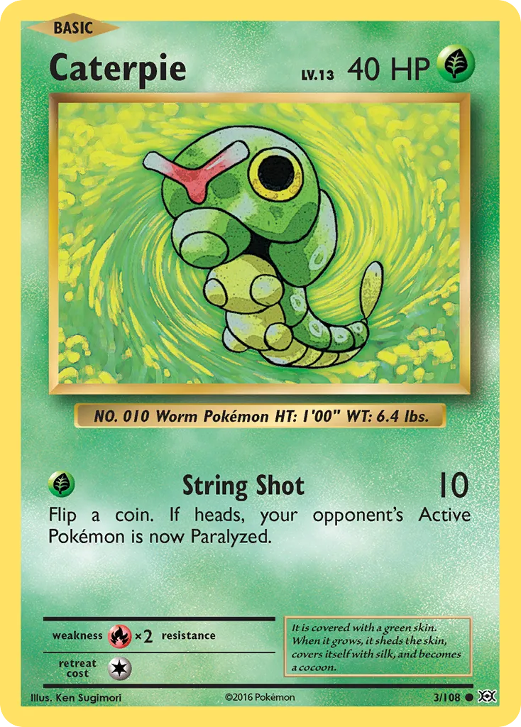 2016 Evolutions Caterpie Common #003/108 Common card image