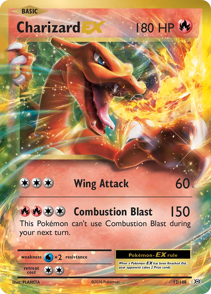2016 Evolutions Charizard-EX #012/108 Rare Holo EX card image