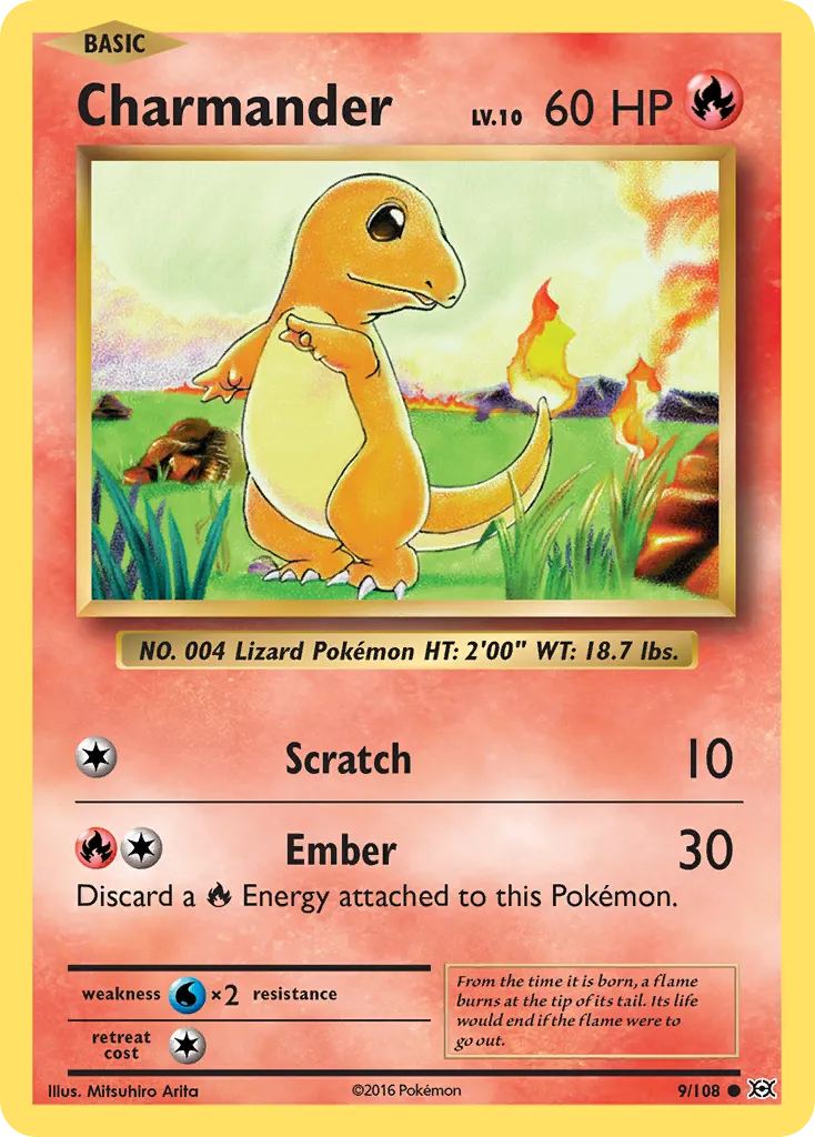 2016 Evolutions Charmander Common #009/108 Common card image