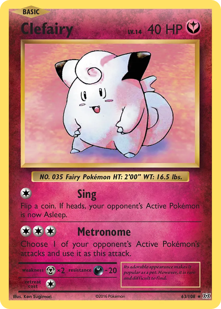 2016 Evolutions Clefairy Rare Holo #063/108 Rare Holo card image