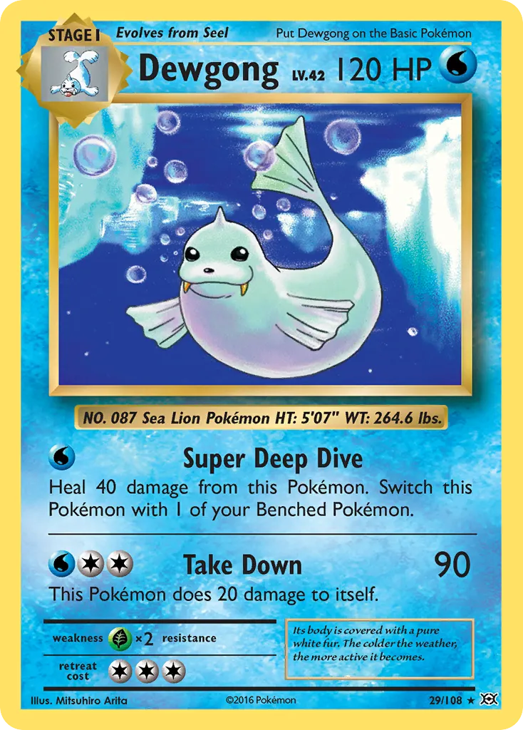 2016 Evolutions Dewgong #029/108 Rare card image