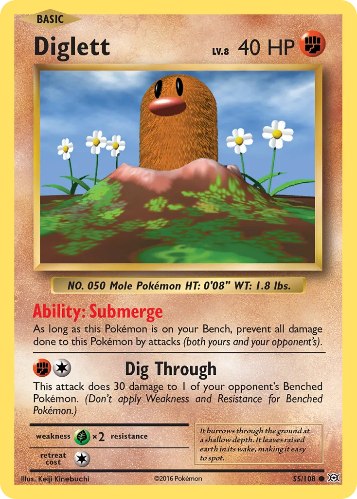 2016 Evolutions Diglett Common #055/108 Common card image