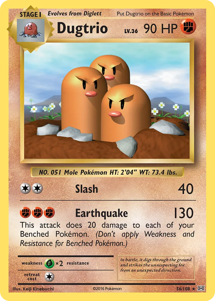 2016 Evolutions Dugtrio Rare #056/108 Rare card image