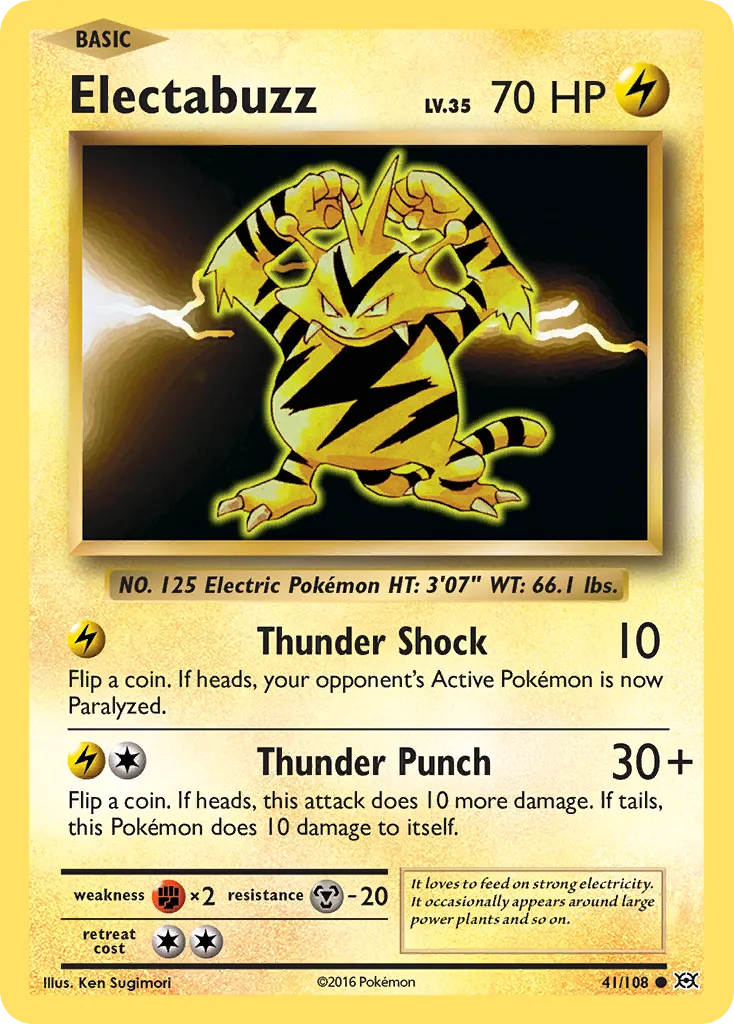 2016 Evolutions Electabuzz Common #041/108 Common card image