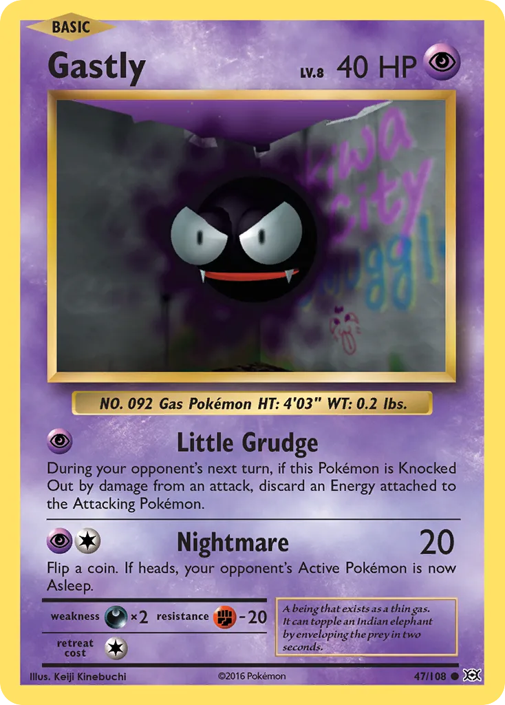2016 Evolutions Gastly Common #047/108 Common card image