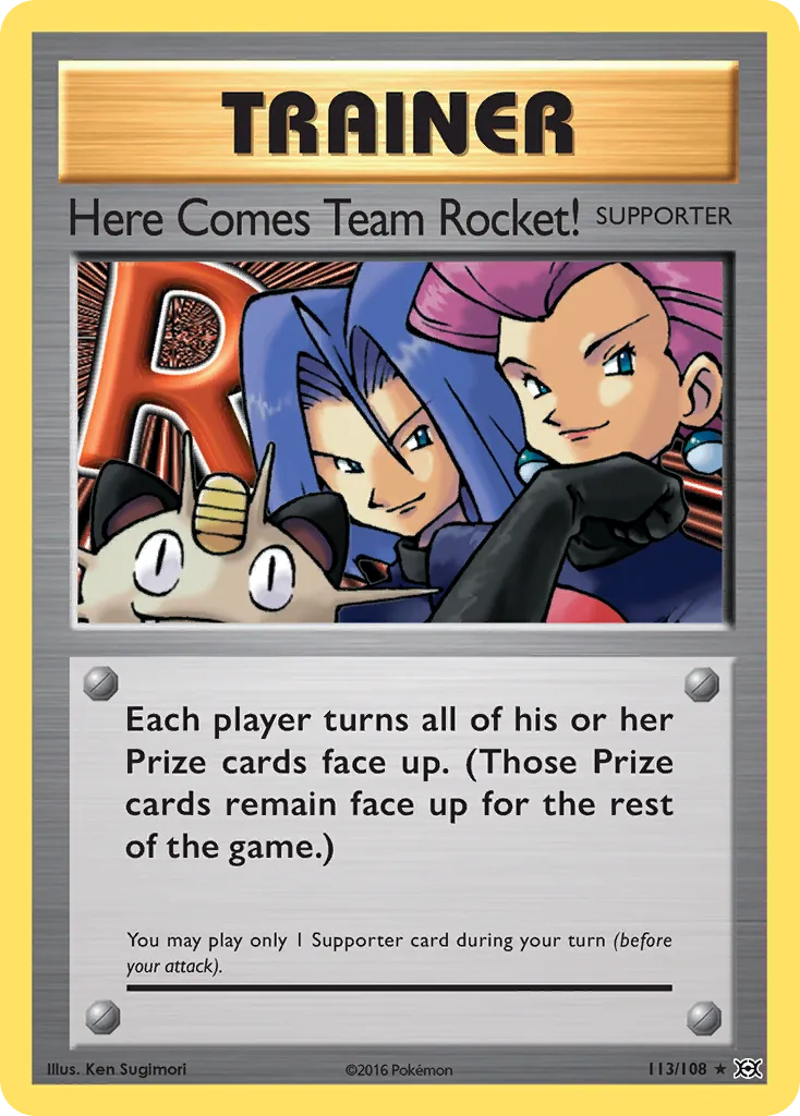 2016 Evolutions Here Comes Team Rocket! #113/108 Rare Secret card image