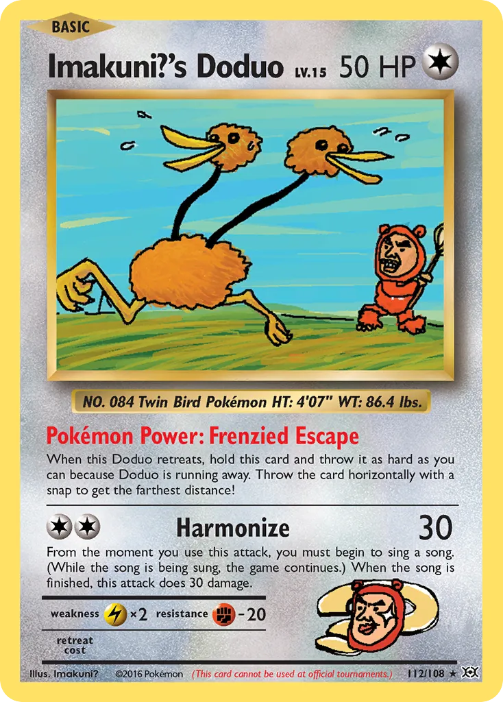 2016 Evolutions Imakuni?'s Doduo #112/108 Rare Secret card image