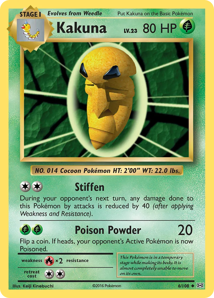 2016 Evolutions Kakuna Uncommon #006/108 Uncommon card image
