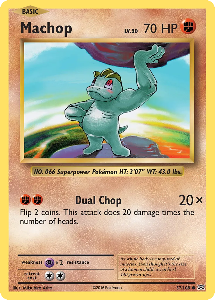 2016 Evolutions Machop Common #057/108 Common card image