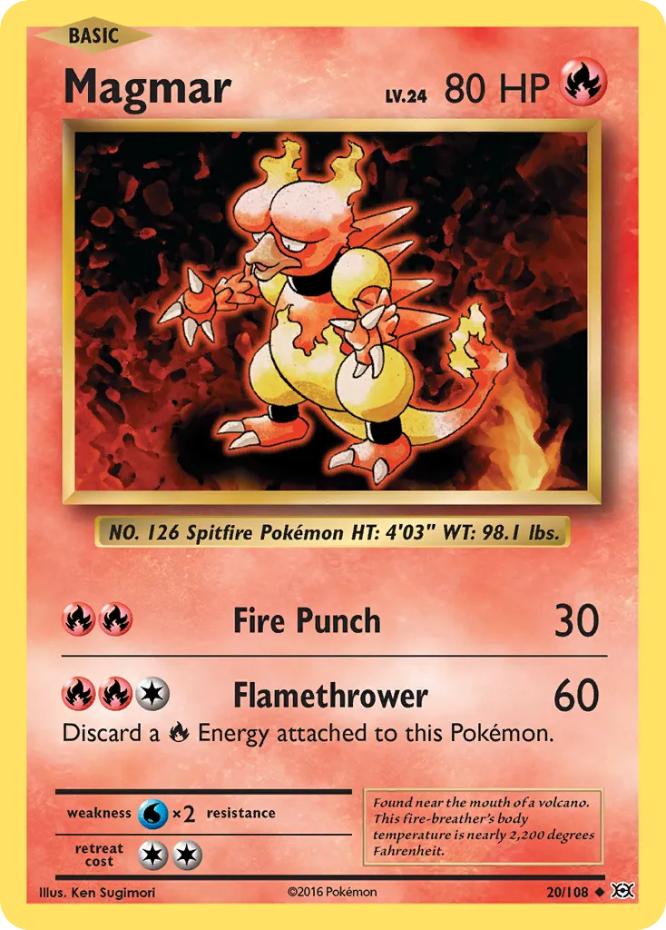 2016 Evolutions Magmar Uncommon #020/108 Uncommon card image