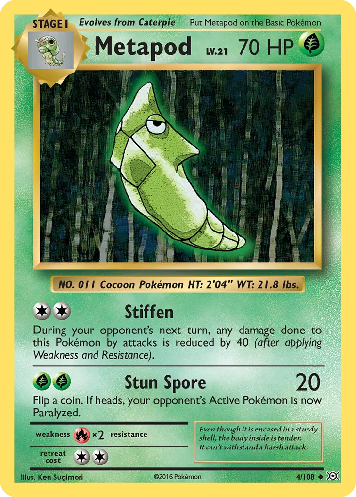 2016 Evolutions Metapod Uncommon #004/108 Uncommon card image