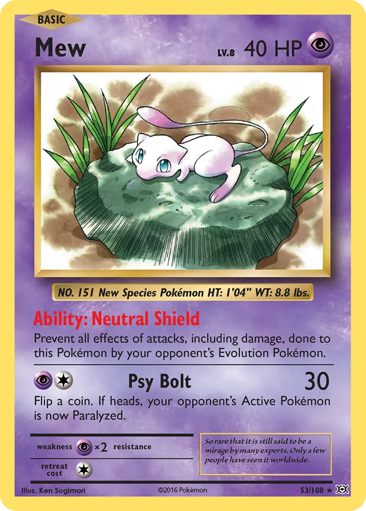 2016 Evolutions Mew Rare Holo #053/108 Rare Holo card image