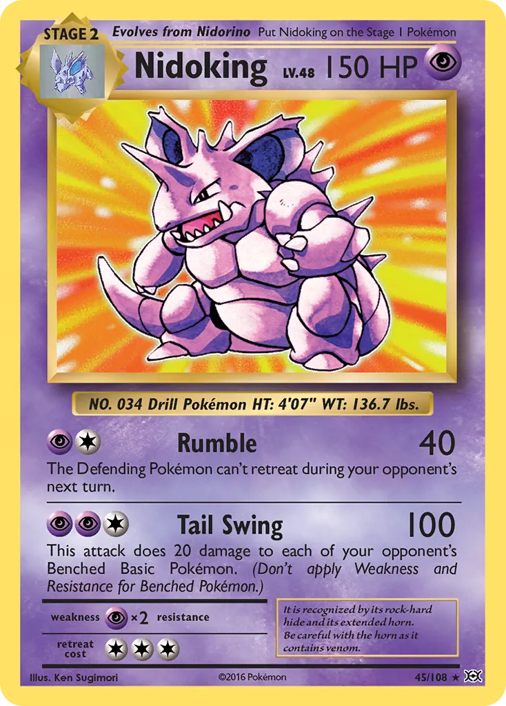 2016 Evolutions Nidoking Rare Holo #045/108 Rare Holo card image