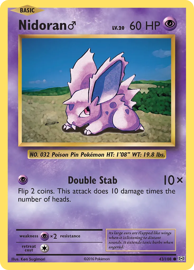 2016 Evolutions Nidoran ♂ Common #043/108 Common card image