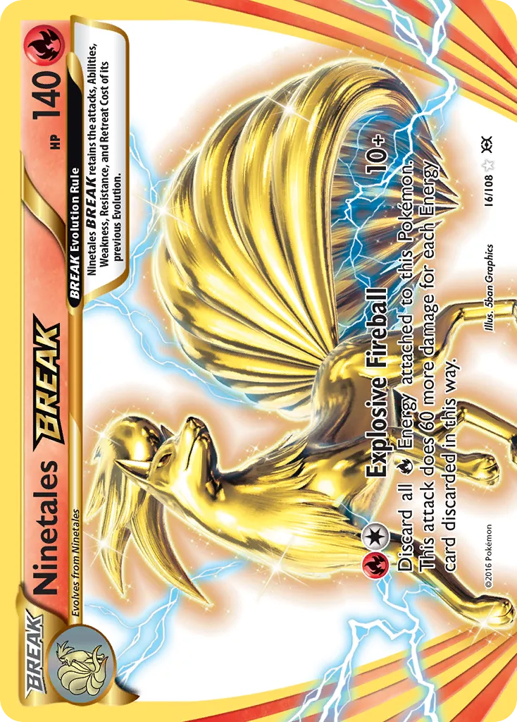 2016 Evolutions Ninetales BREAK Rare BREAK #016/108 Rare BREAK card image