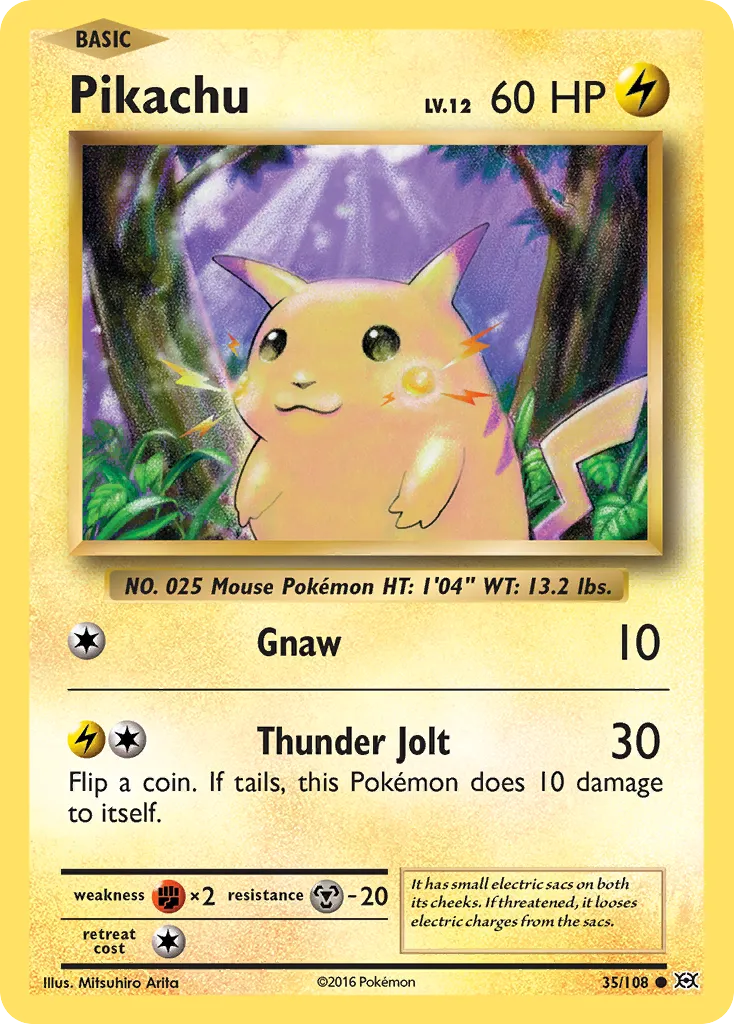 2016 Evolutions Pikachu Common #035/108 Common card image