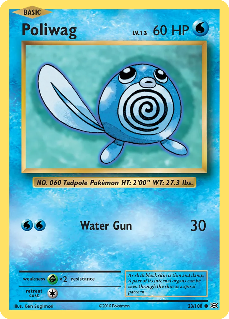 2016 Evolutions Poliwag Common #023/108 Common card image