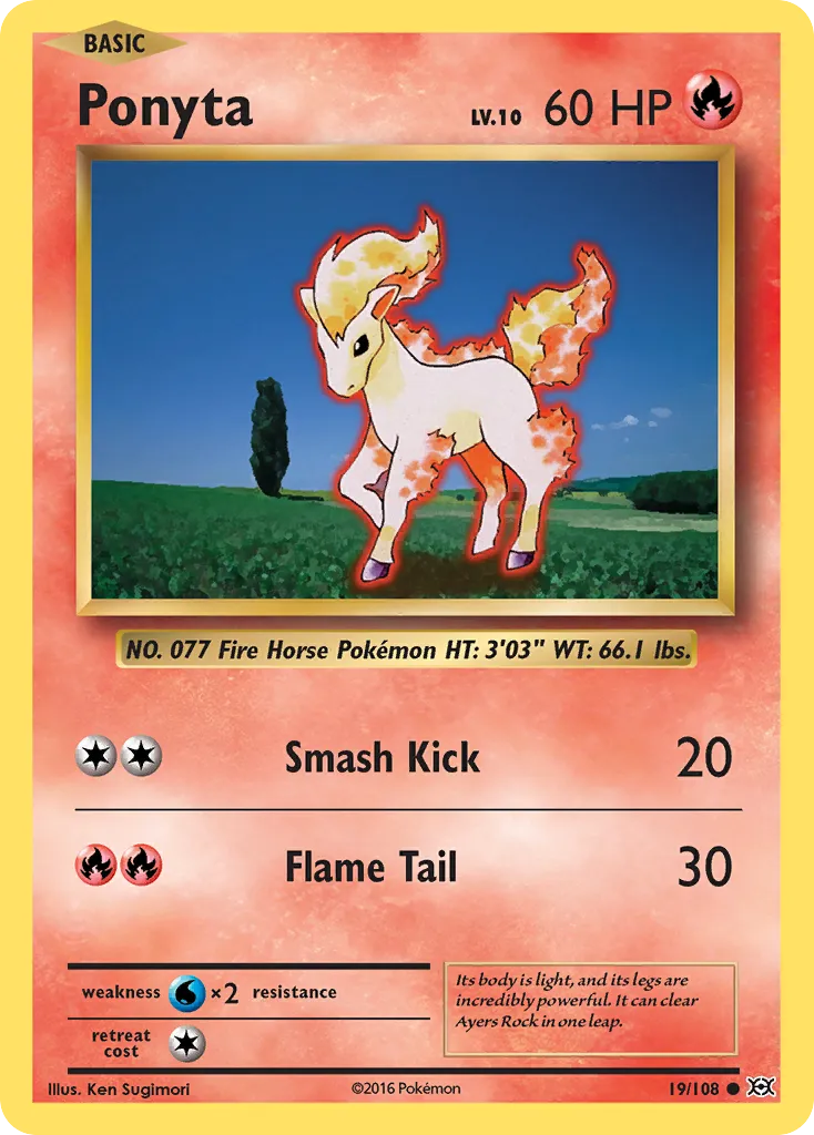 2016 Evolutions Ponyta Common #019/108 Common card image