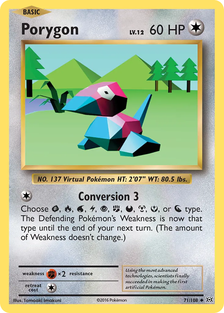 2016 Evolutions Porygon Uncommon #071/108 Uncommon card image