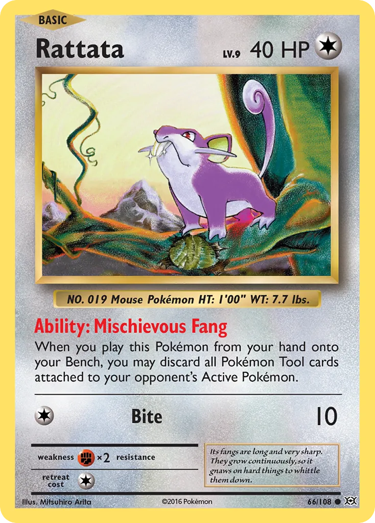 2016 Evolutions Rattata Common #066/108 Common card image
