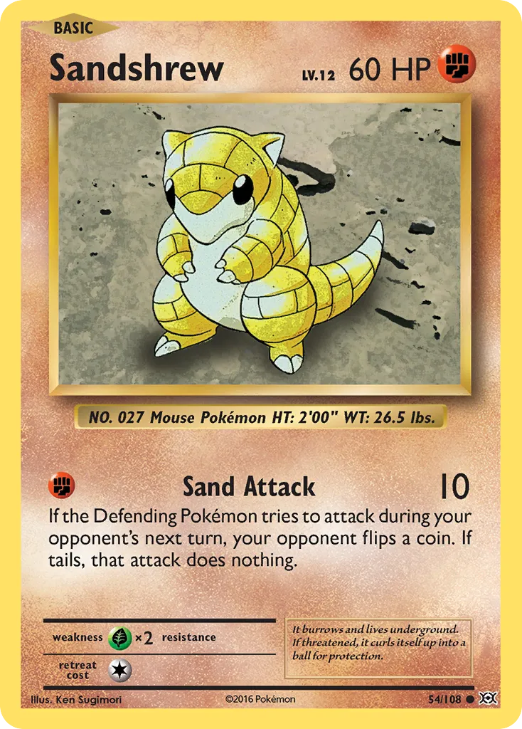 2016 Evolutions Sandshrew Common #054/108 Common card image