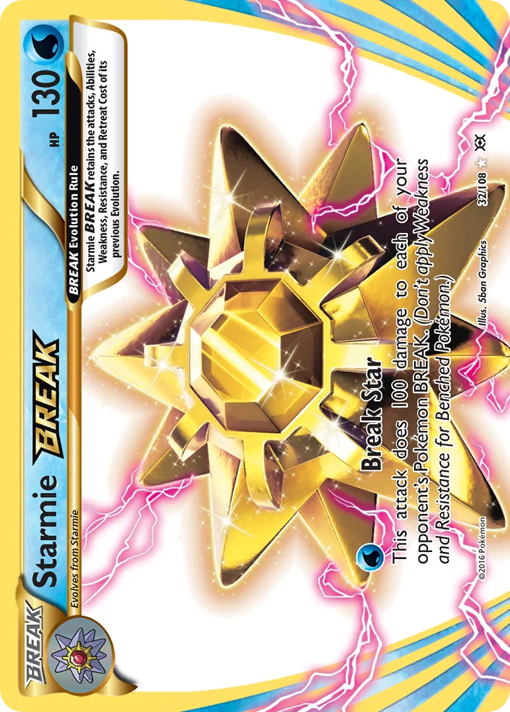 2016 Evolutions Starmie BREAK Rare BREAK #032/108 Rare BREAK card image