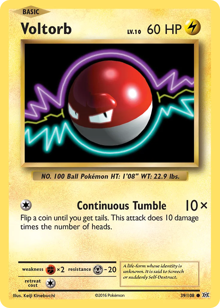 2016 Evolutions Voltorb Common #039/108 Common card image