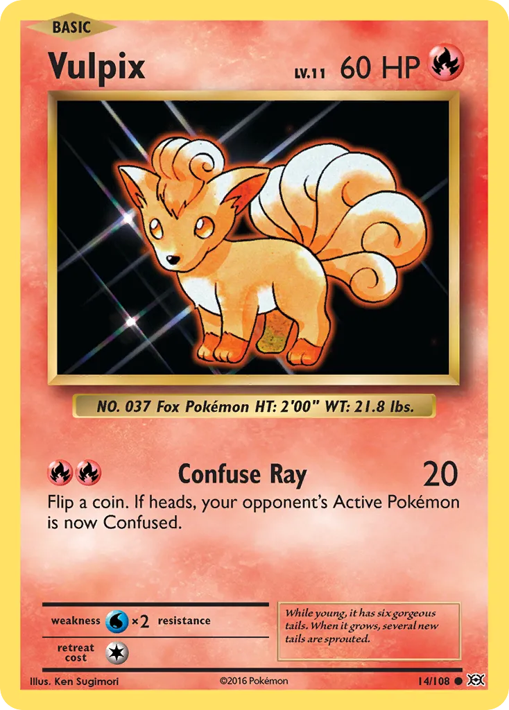 2016 Evolutions Vulpix Common #014/108 Common card image
