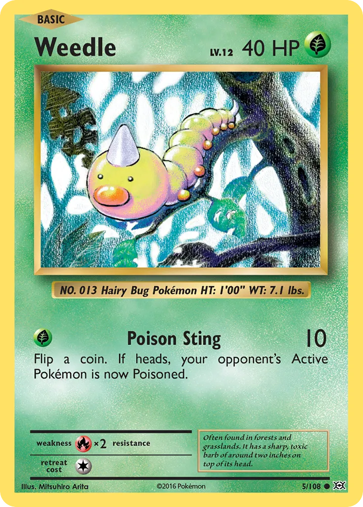2016 Evolutions Weedle Common #005/108 Common card image