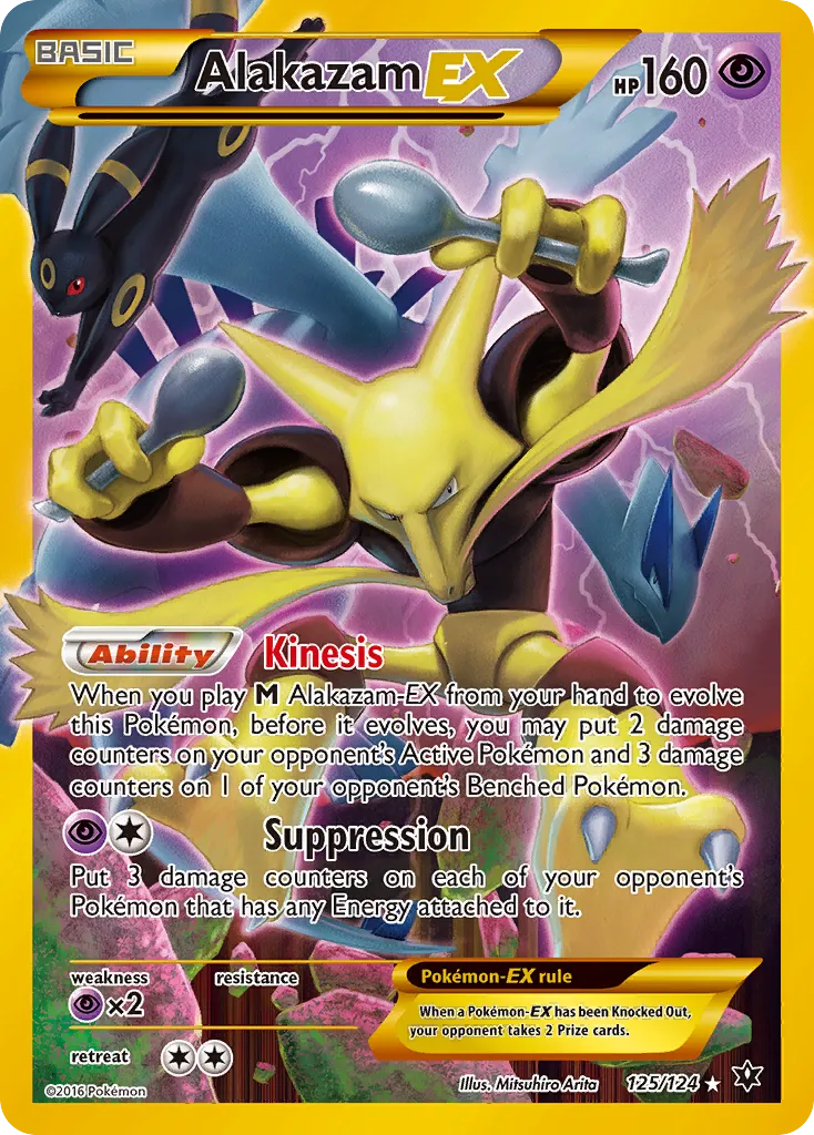 2016 Fates Collide Alakazam-EX #117/124 Rare Ultra card image