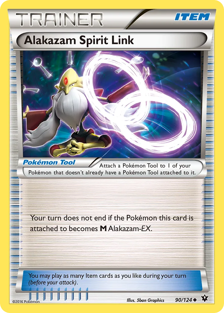 2016 Fates Collide Alakazam Spirit Link Uncommon #090/124 Uncommon card image