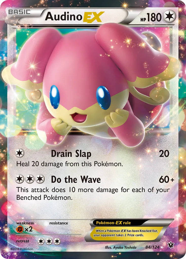 2016 Fates Collide Audino-EX Rare Holo EX #084/124 Rare Holo EX card image