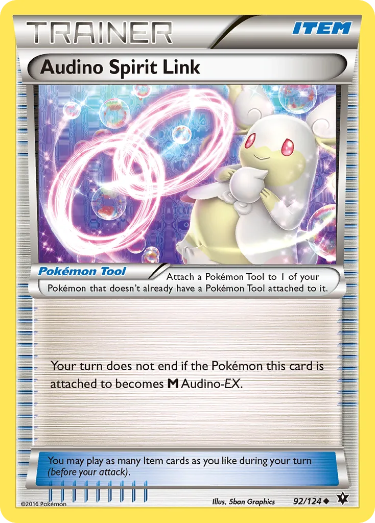 2016 Fates Collide Audino Spirit Link Uncommon #092/124 Uncommon card image