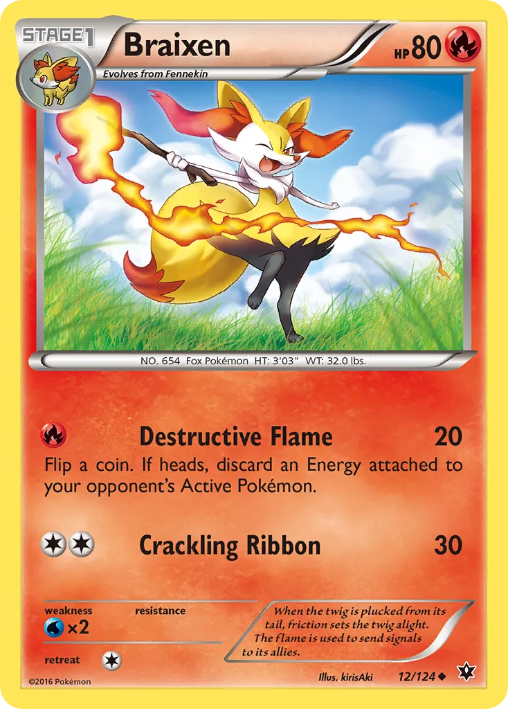 2016 Fates Collide Braixen Uncommon #012/124 Uncommon card image