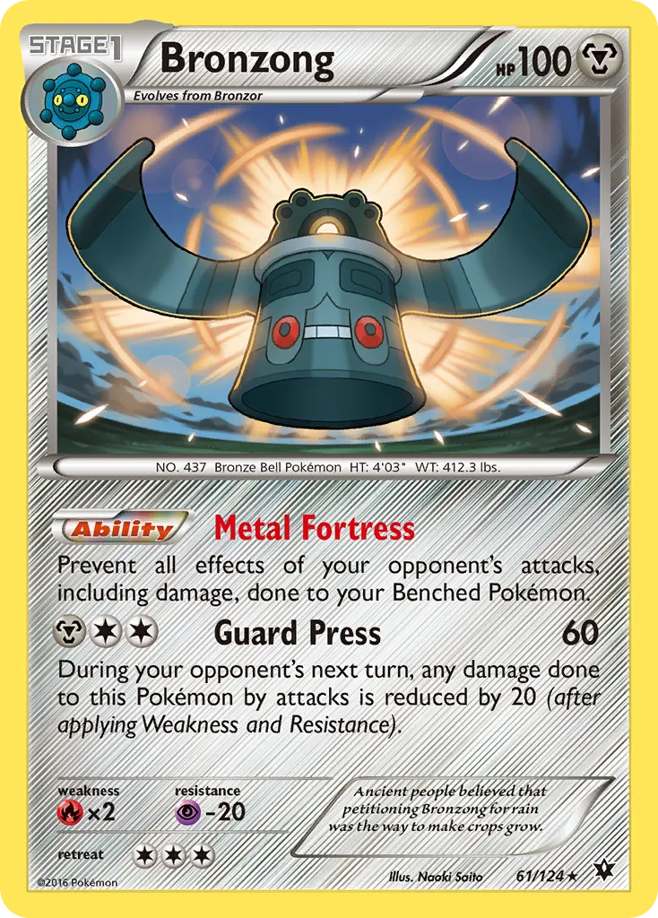 2016 Fates Collide Bronzong Rare #061/124 Rare card image