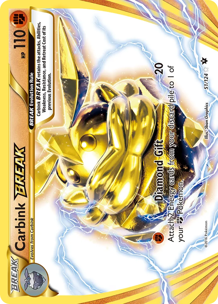 2016 Fates Collide Carbink BREAK Rare BREAK #051/124 Rare BREAK card image