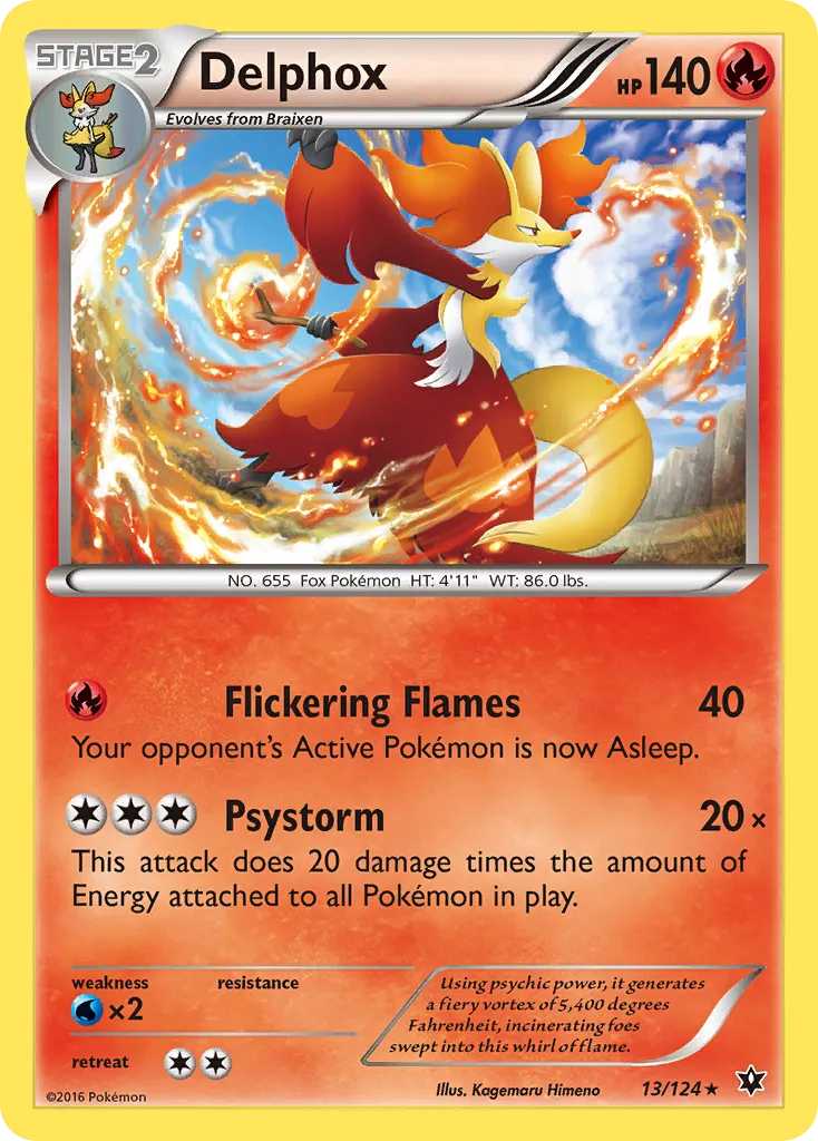 2016 Fates Collide Delphox #013/124 Rare Holo card image