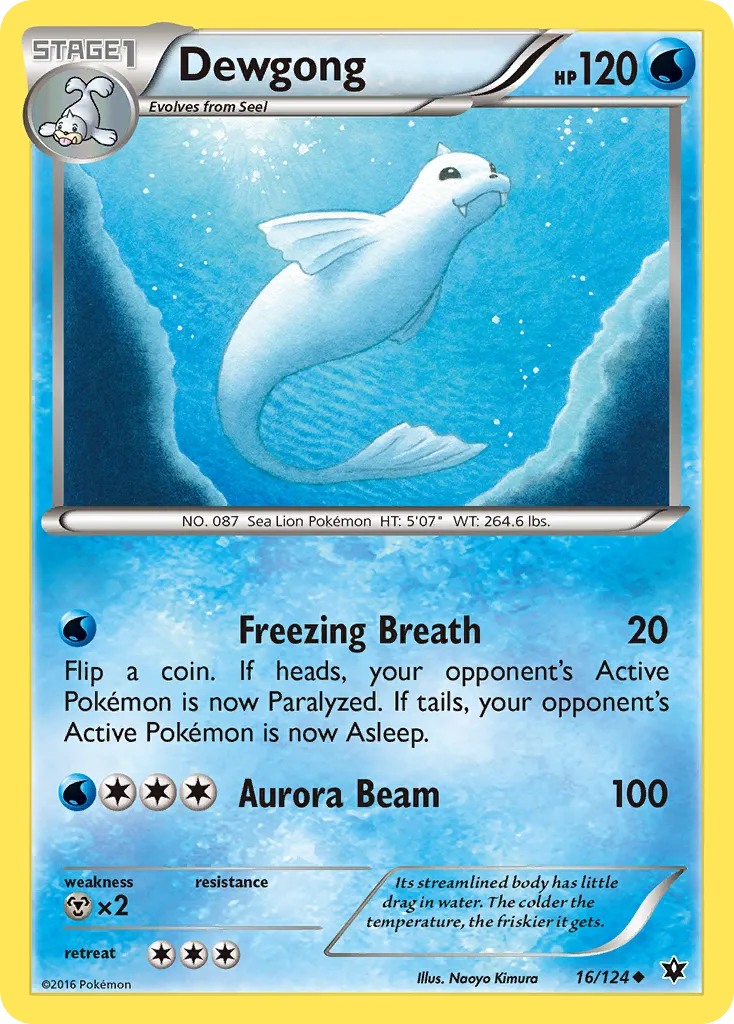 2016 Fates Collide Dewgong Uncommon #016/124 Uncommon card image