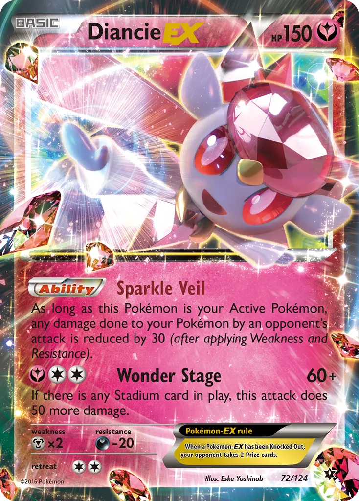 2016 Fates Collide Diancie-EX Rare Holo EX #072/124 Rare Holo EX card image
