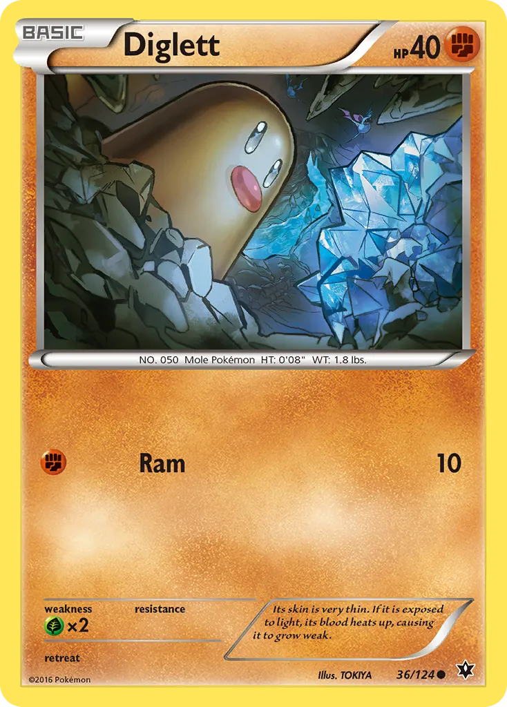 2016 Fates Collide Diglett Common #036/124 Common card image