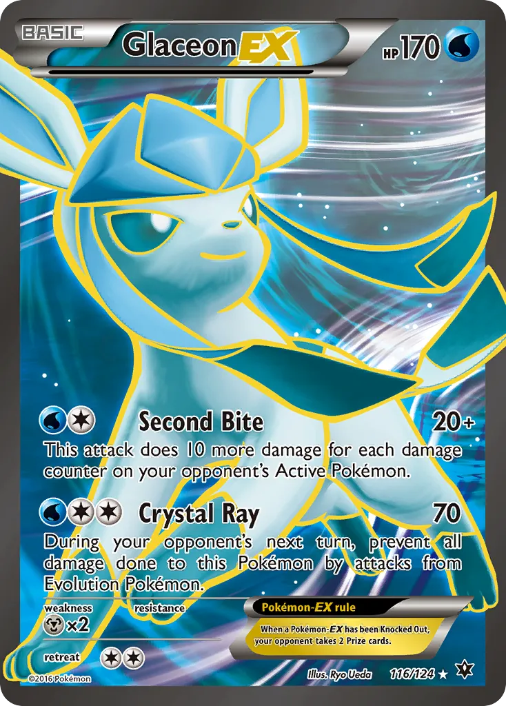 2016 Fates Collide Glaceon-EX Rare Holo EX #020/124 Rare Holo EX card image