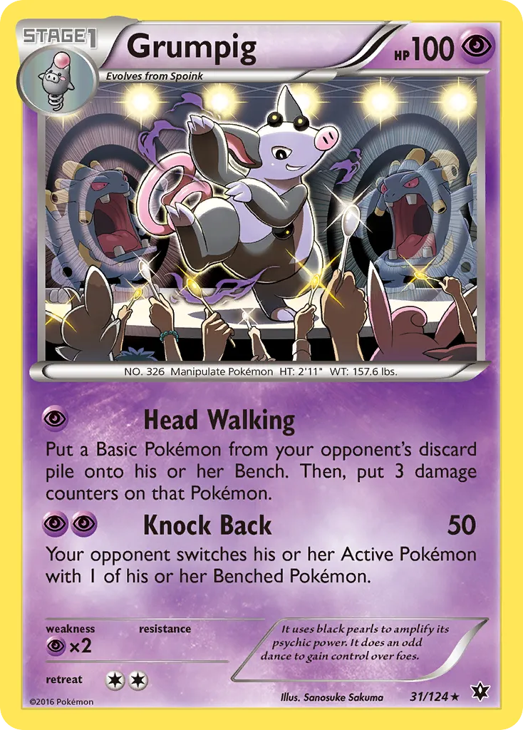 2016 Fates Collide Grumpig Rare #031/124 Rare card image