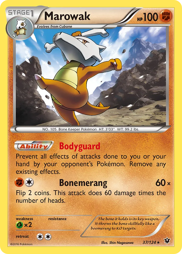 2016 Fates Collide Marowak Rare #037/124 Rare card image