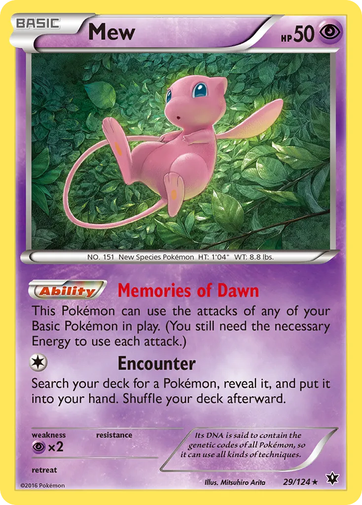 2016 Fates Collide Mew #029/124 Rare Holo card image