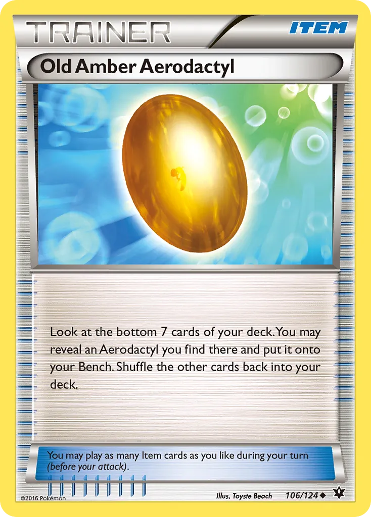 2016 Fates Collide Old Amber Aerodactyl Uncommon #106/124 Uncommon card image